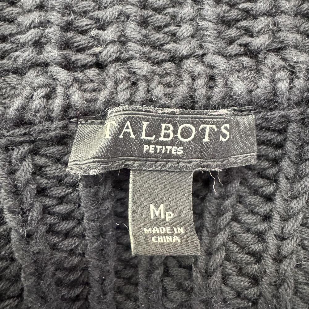 Talbots Sweater Womens Medium Petite Washed Black Open Shawl Collar Cardigan - Picture 3 of 7